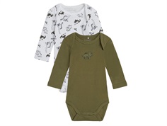 Name It bright white dinoprint bodysuit (2-pack)
